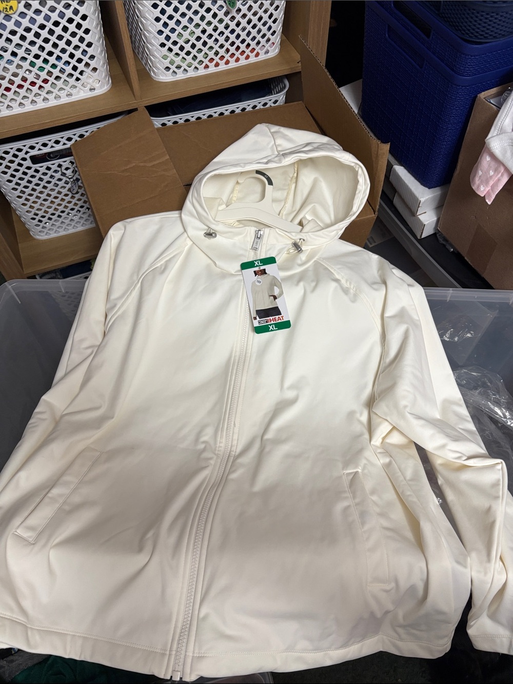 32 Degrees Cream Hooded Utility Jacket with Full Zip